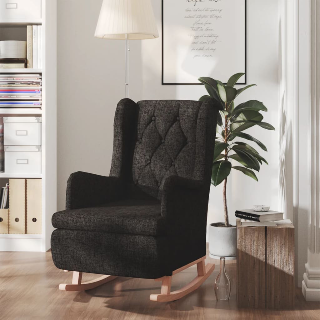 vidaXL Fotel bujany z kauczukowymi nóżkami, czarny, obity tkaniną
