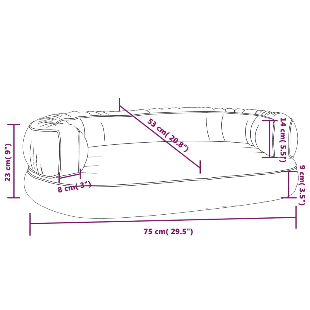 vidaXL Ergonomiczne legowisko dla psa, ciemnoniebieskie, 75x53 cm