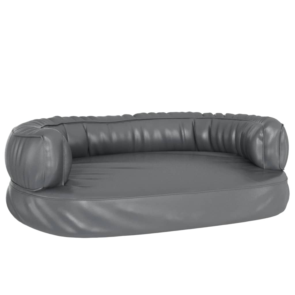 vidaXL Ergonomiczne legowisko dla psa, szare, 60x42 cm, sztuczna skóra