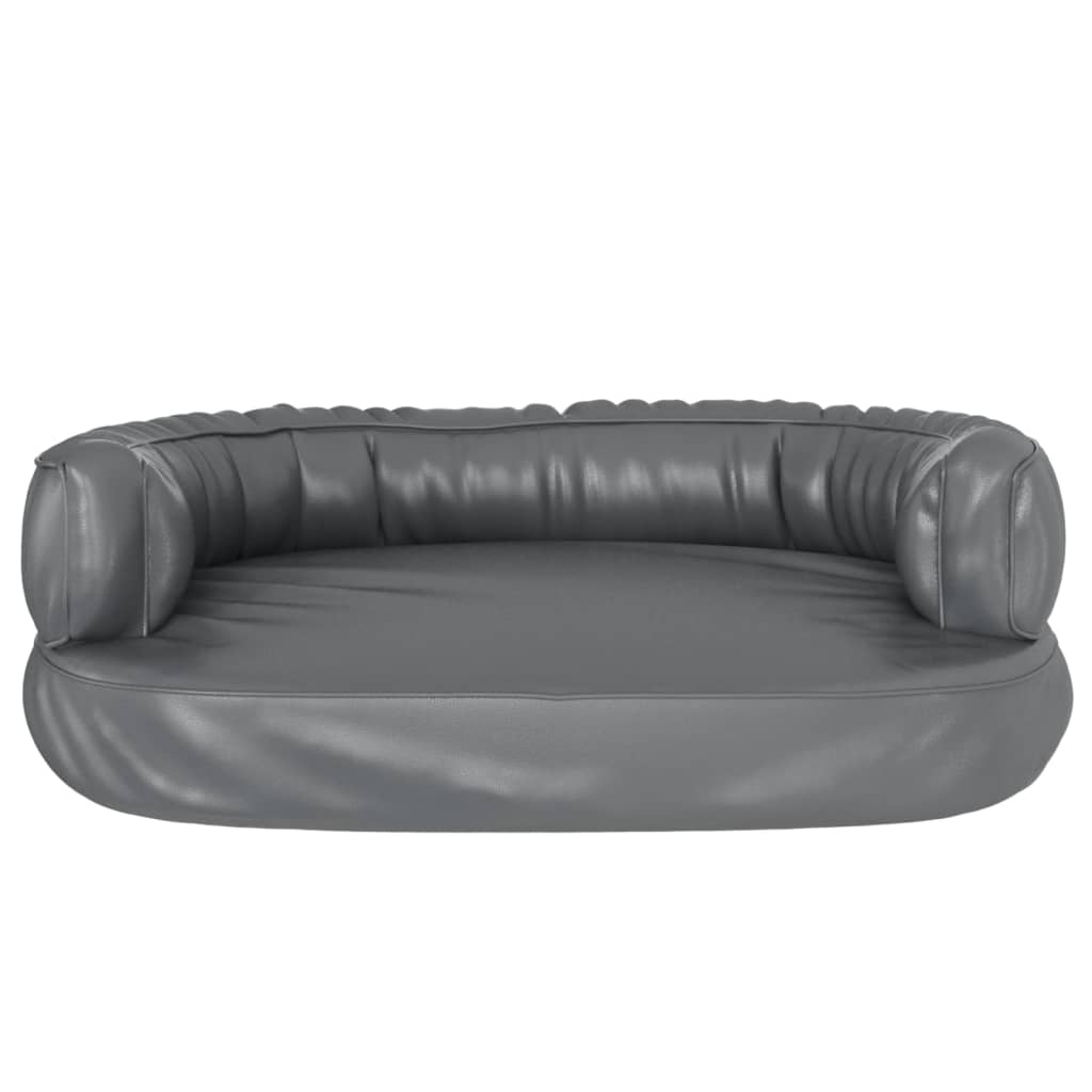 vidaXL Ergonomiczne legowisko dla psa, szare, 60x42 cm, sztuczna skóra
