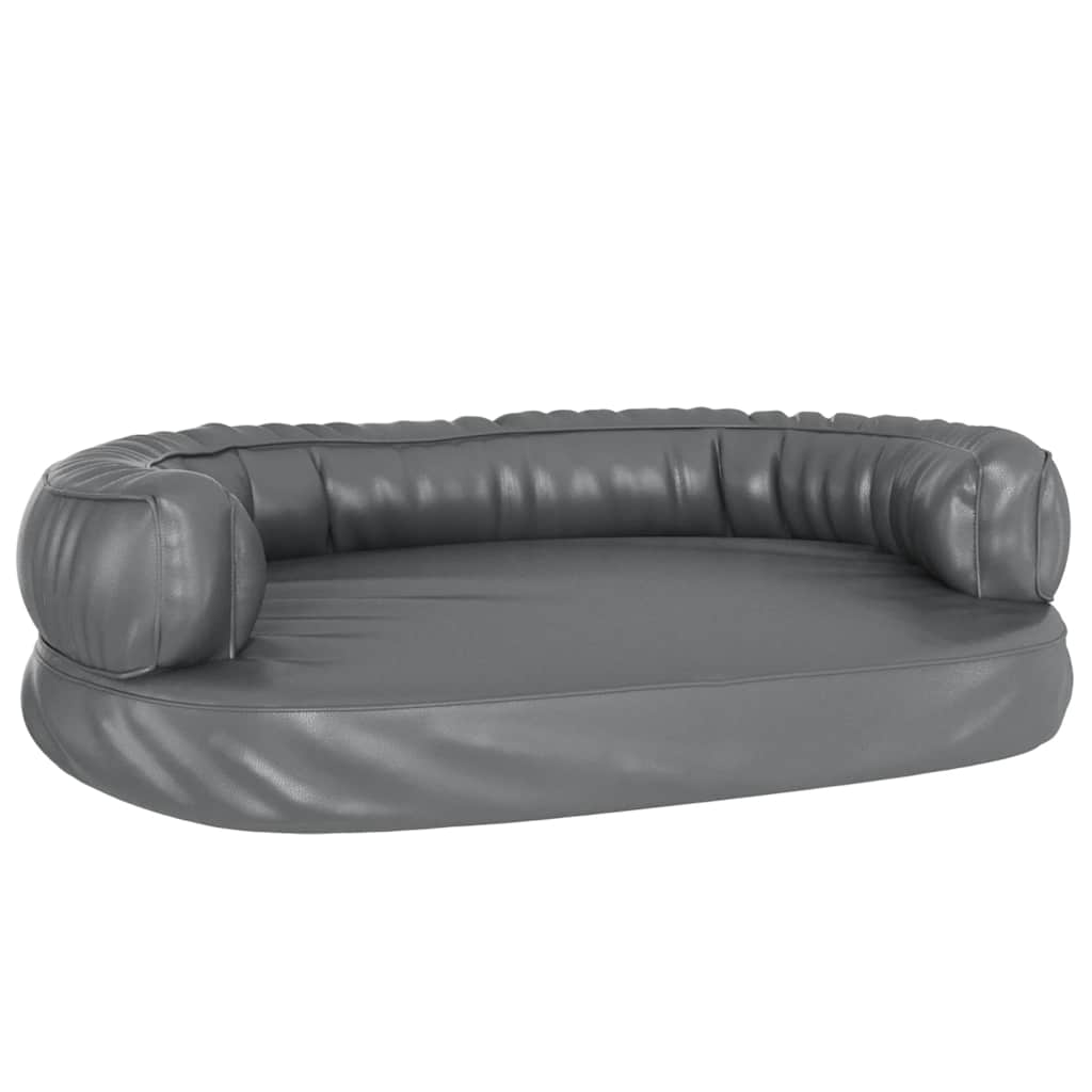 vidaXL Ergonomiczne legowisko dla psa, szare, 75x53 cm, sztuczna skóra