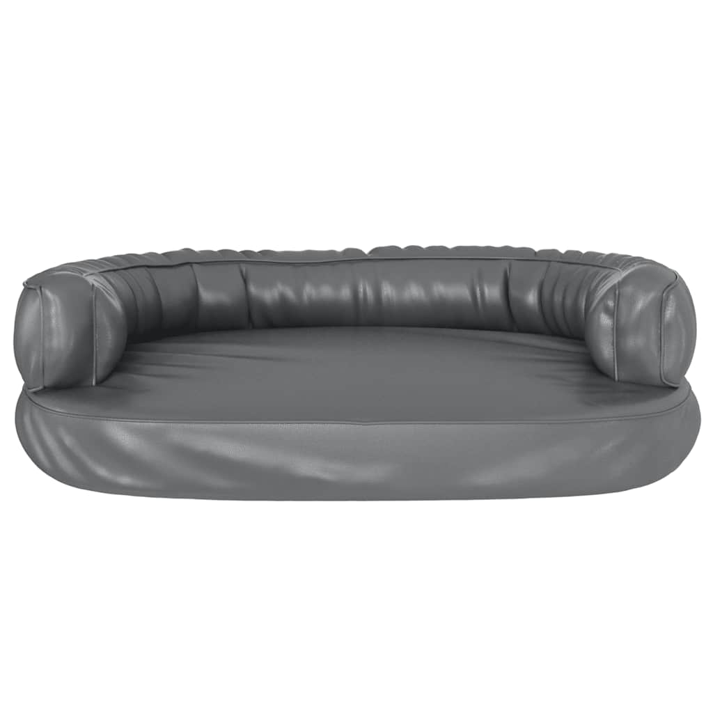 vidaXL Ergonomiczne legowisko dla psa, szare, 75x53 cm, sztuczna skóra