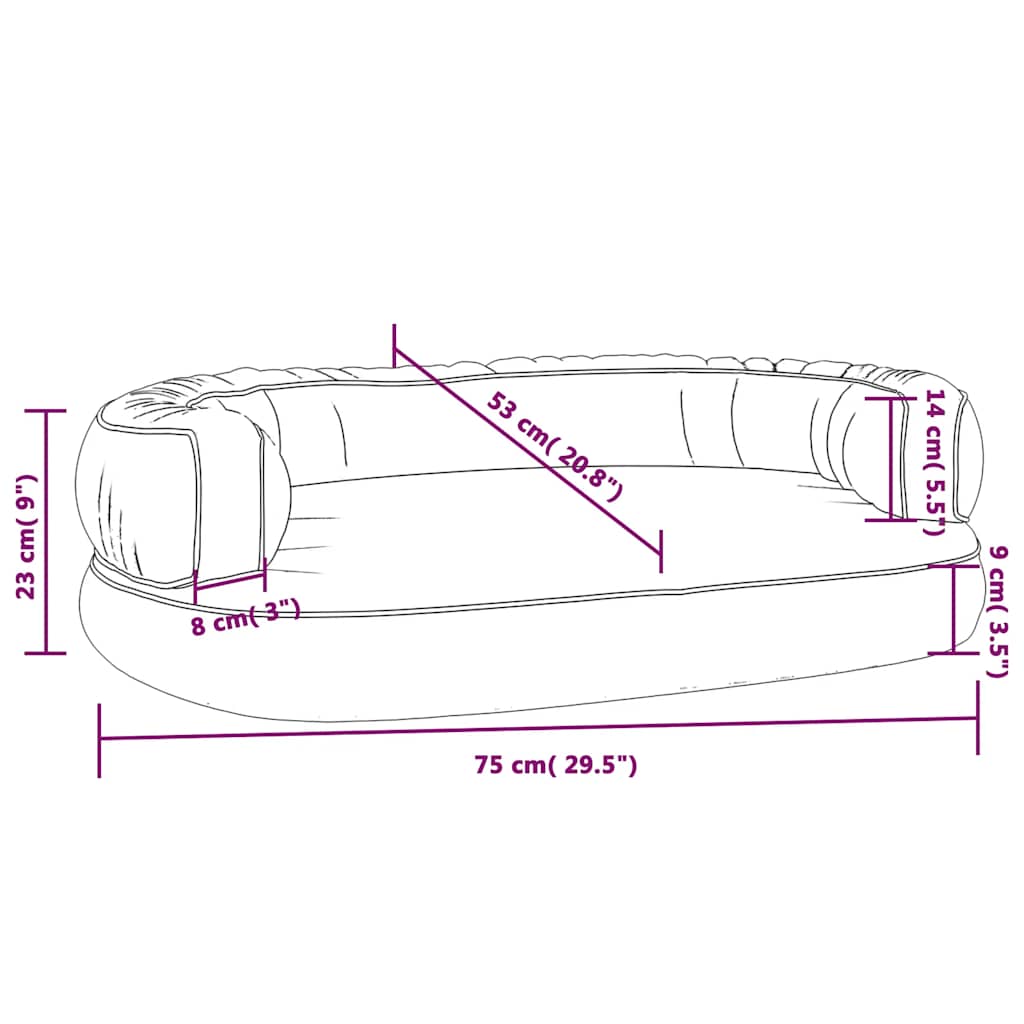 vidaXL Ergonomiczne legowisko dla psa, szare, 75x53 cm, sztuczna skóra