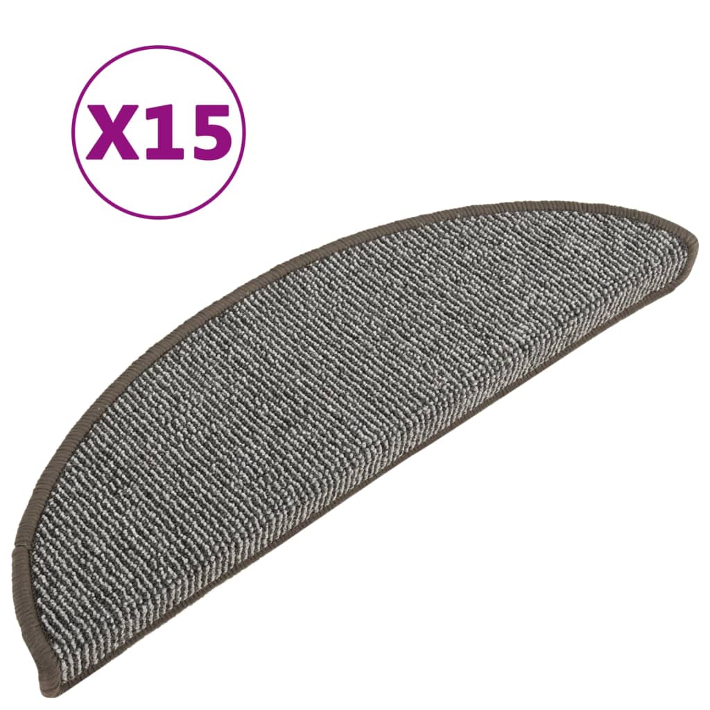 vidaXL Maty na schody 15 szt. 56x17x3 cm Szare półokrągłe