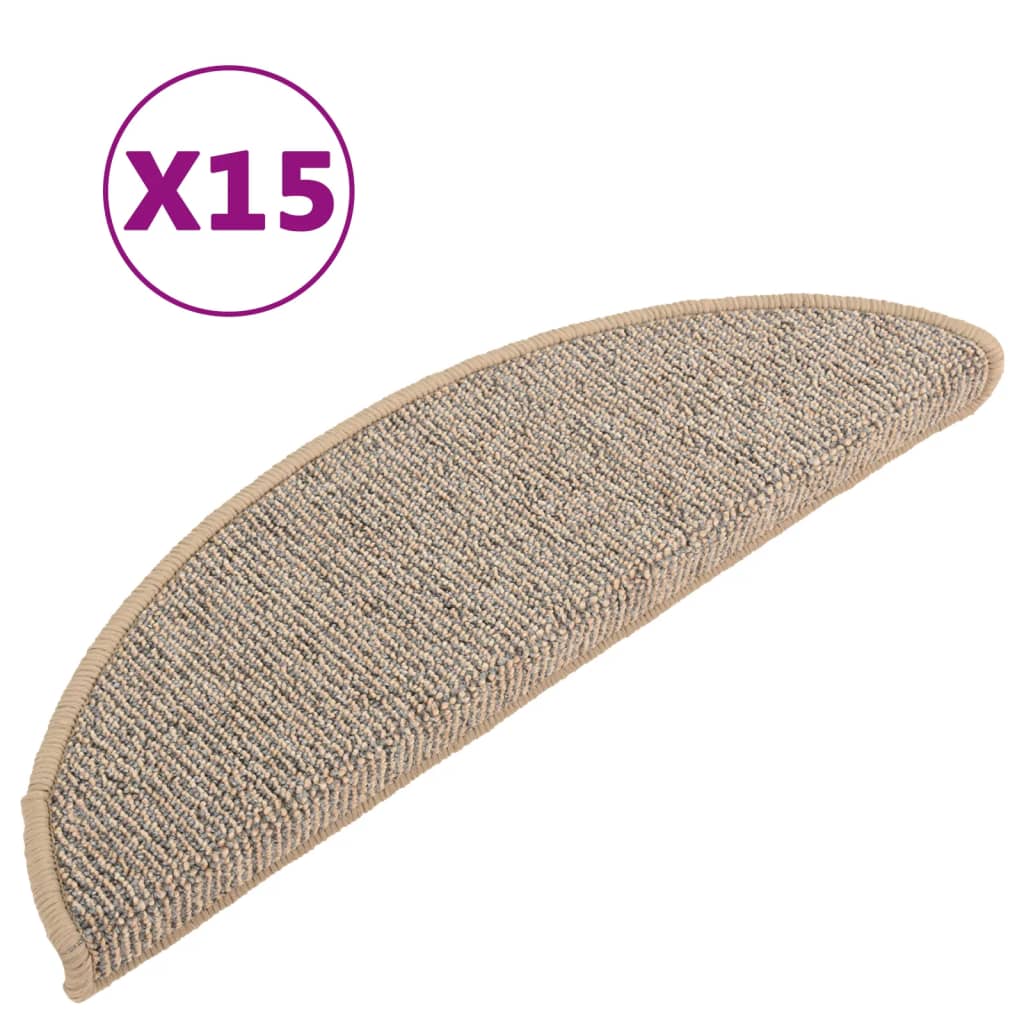 vidaXL Maty na schody 15 szt. 56x17x3 cm Brązowe półokrągłe