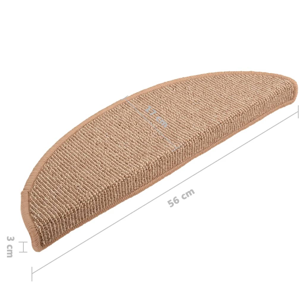 vidaXL Maty na schody 15 szt. 56x17x3 cm Jasnobrązowe półokrągłe