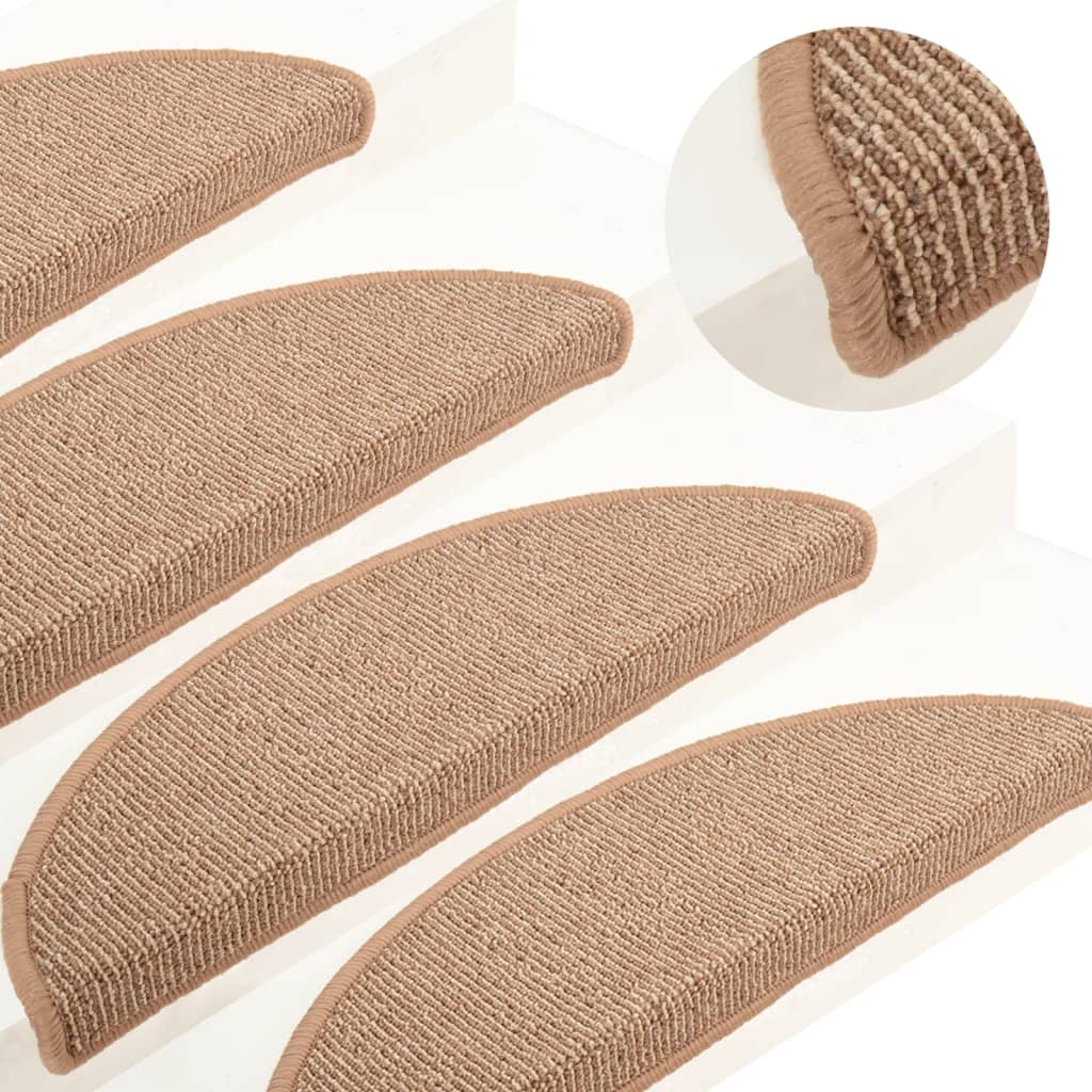 vidaXL Maty na schody 15 szt. 56x17x3 cm Jasnobrązowe półokrągłe