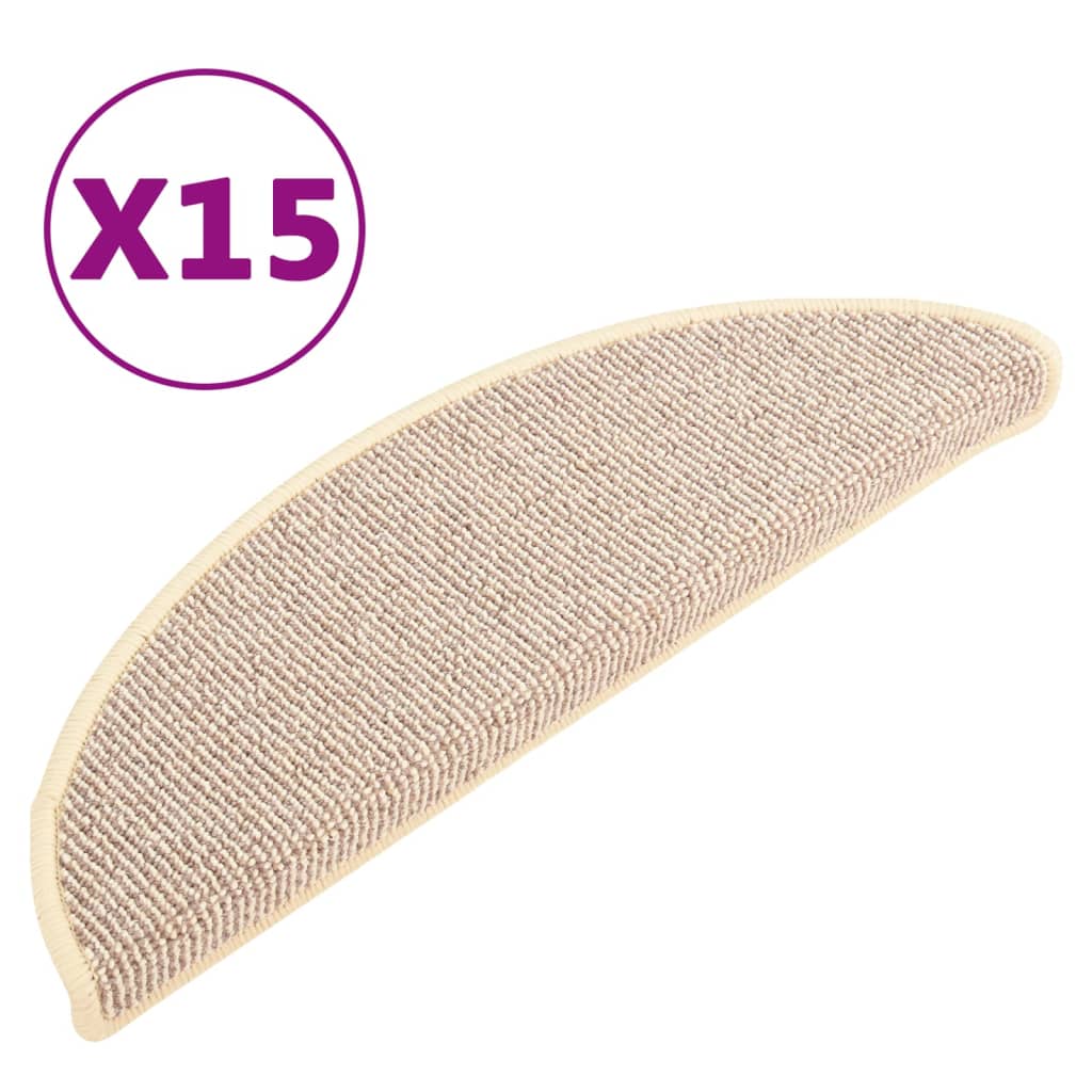 vidaXL Maty na schody 15 szt. 56x17x3 cm, biało-brązowe, półokrągłe
