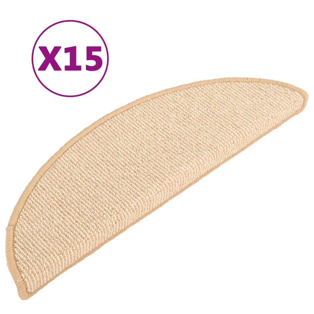 vidaXL Maty na schody 15 szt. 56x17x3 cm Kremowe półokrągłe
