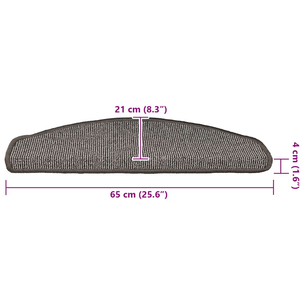 vidaXL Maty na schody 15 szt. 65x21x4 cm Szare półokrągłe duże