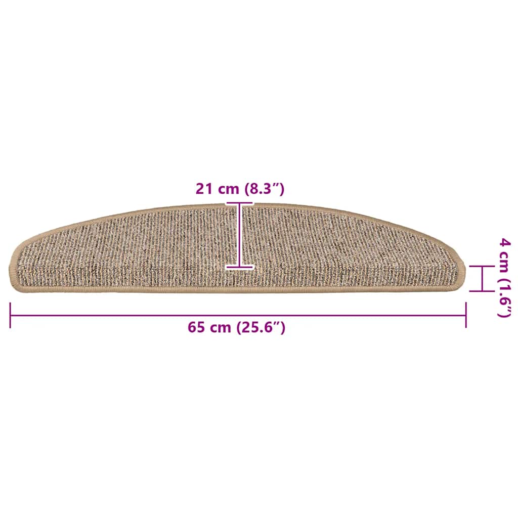 vidaXL Maty na schody 15 szt. 65x21x4 cm Brązowe półokrągłe duże