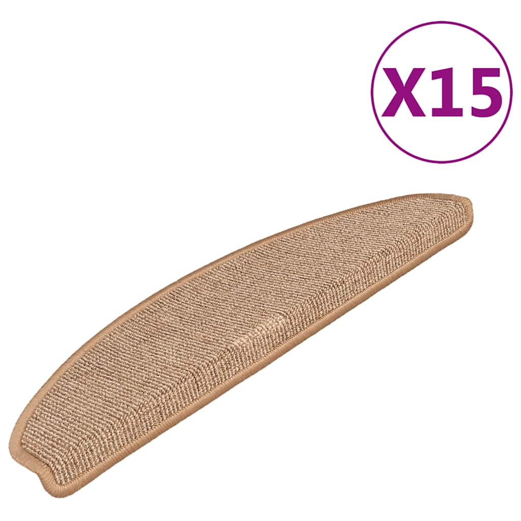 vidaXL Maty na schody 15 szt. 65x21x4 cm Jasnobrązowe, półokrągłe, duże