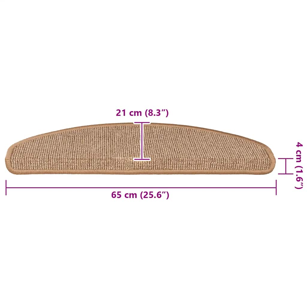 vidaXL Maty na schody 15 szt. 65x21x4 cm Jasnobrązowe, półokrągłe, duże