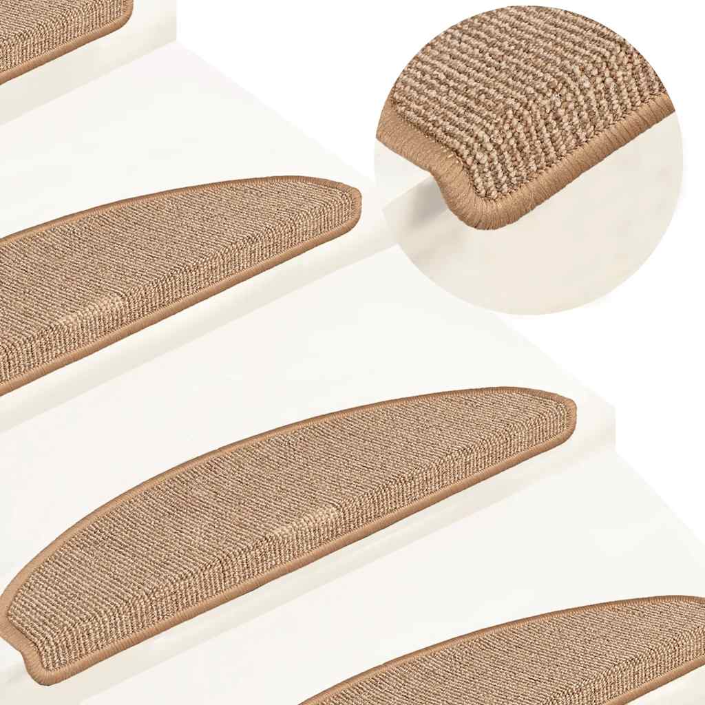 vidaXL Maty na schody 15 szt. 65x21x4 cm Jasnobrązowe, półokrągłe, duże