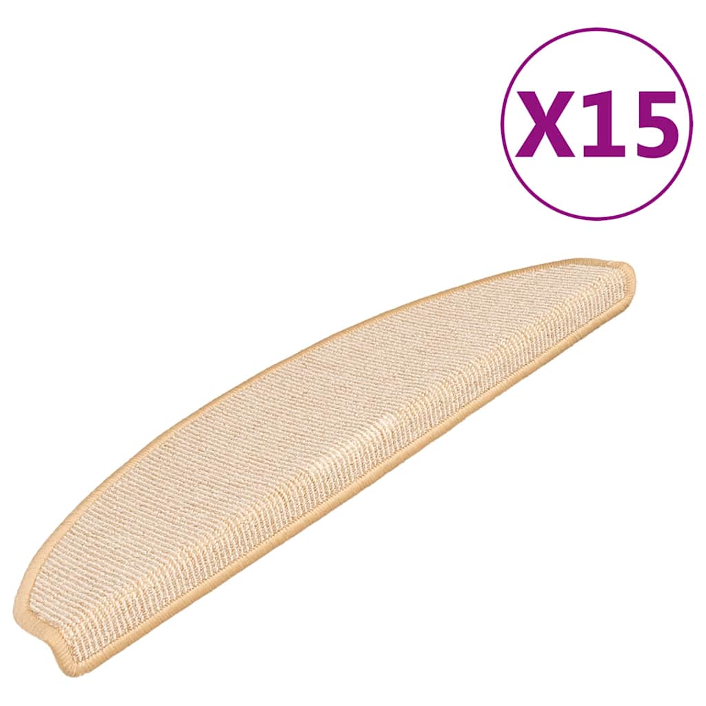 vidaXL Maty na schody 15 szt. 65x21x4 cm Kremowe półokrągłe duże