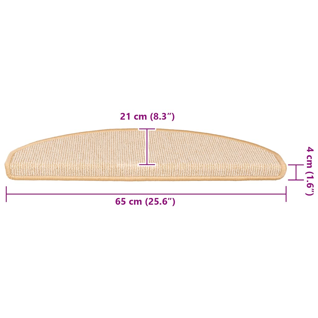 vidaXL Maty na schody 15 szt. 65x21x4 cm Kremowe półokrągłe duże