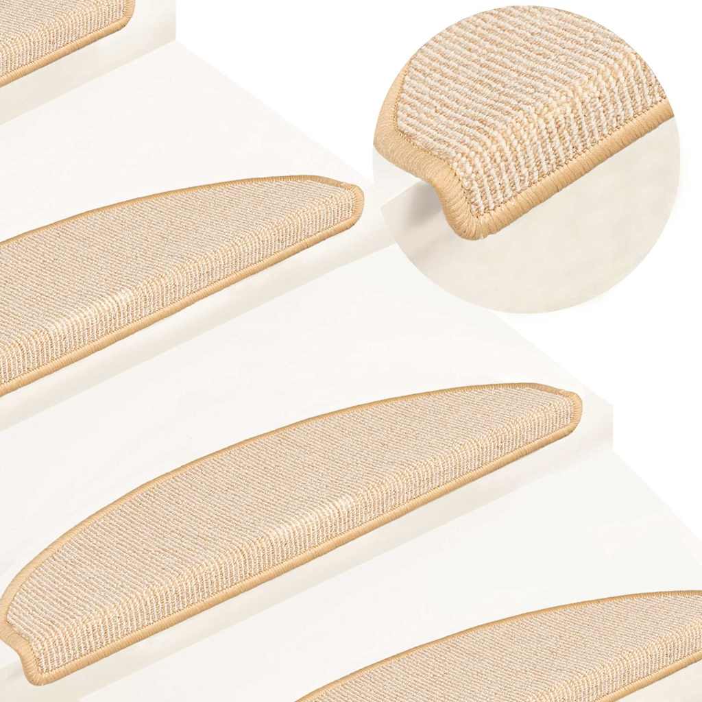 vidaXL Maty na schody 15 szt. 65x21x4 cm Kremowe półokrągłe duże