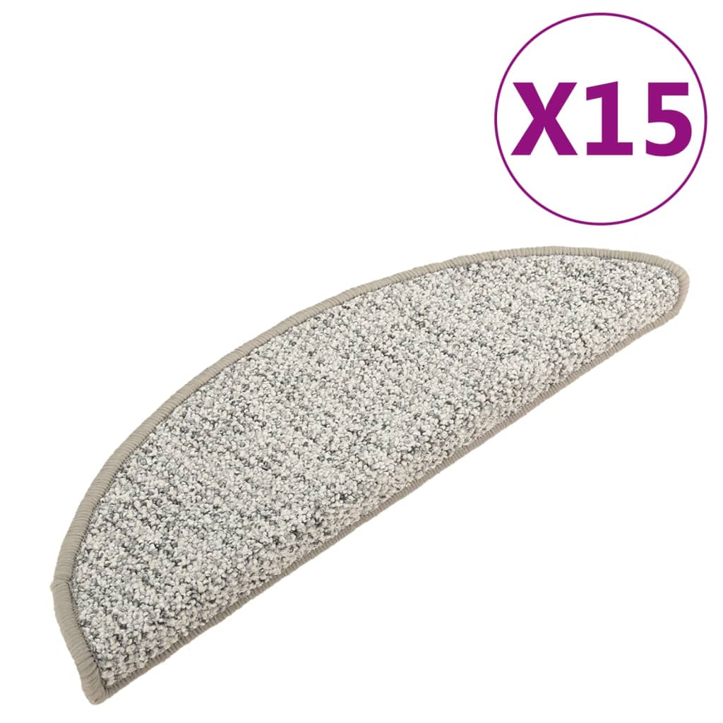 vidaXL Nakładki na schody, 15 szt., jasnoszare, 56x17x3 cm