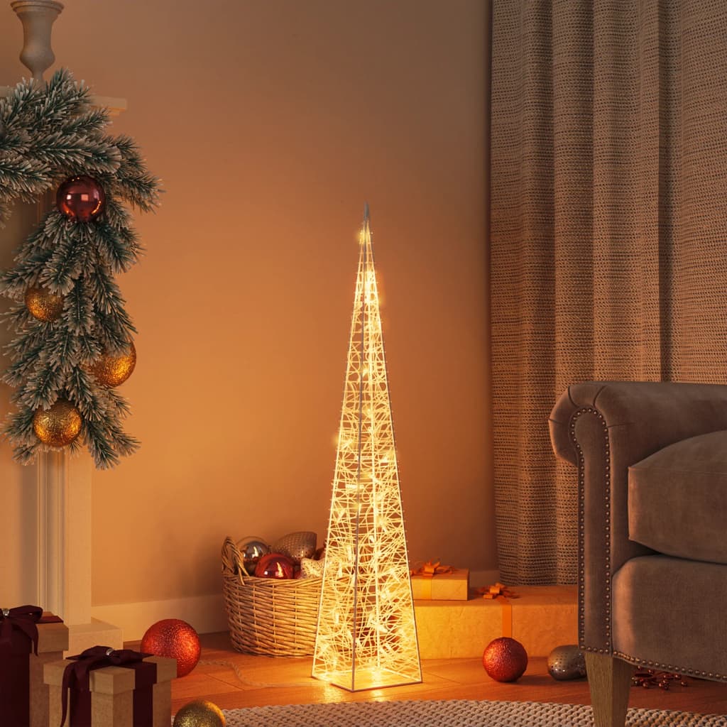 vidaXL Akrylowy stożek dekoracyjny, ciepłe białe LED, 90 cm