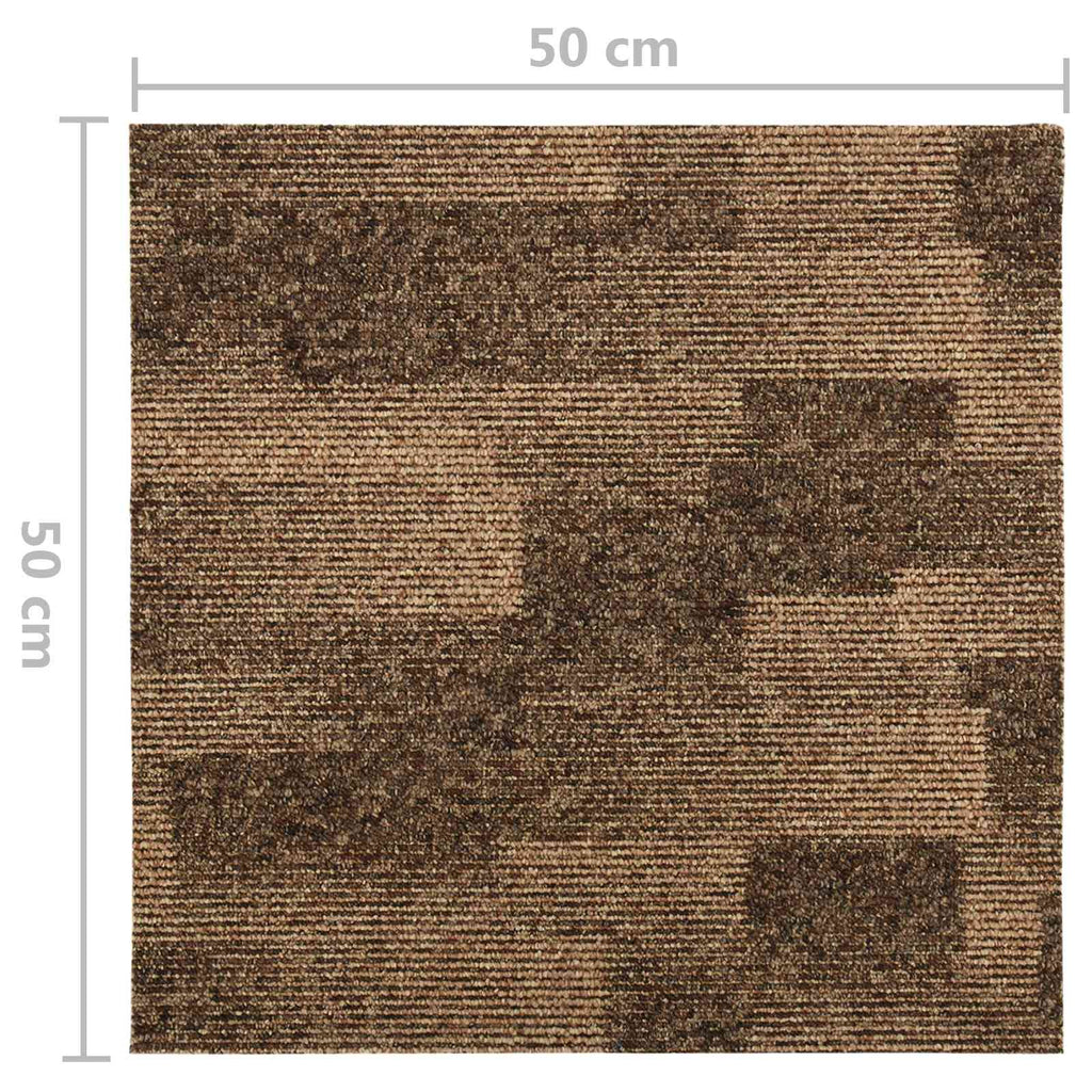 vidaXL Dywan podłogowy 20 pcs Brązowy 50 x 50 cm PP