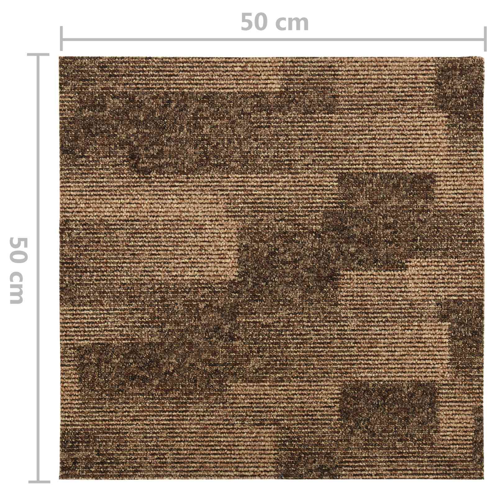 vidaXL Dywan podłogowy 20 pcs Brązowy 50 x 50 cm PP