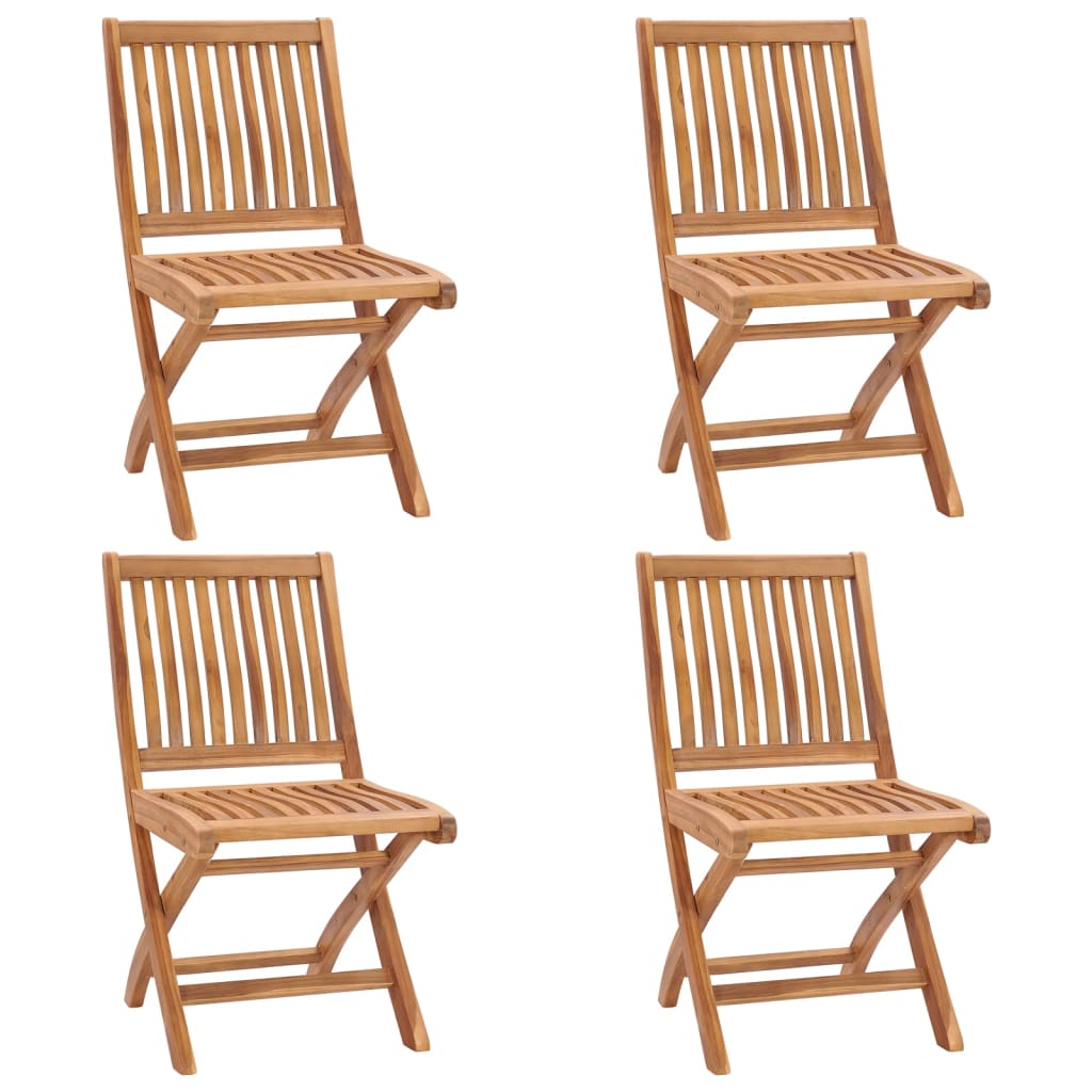 vidaXL Składane krzesła ogrodowe z poduszkami, 4 szt., drewno tekowe