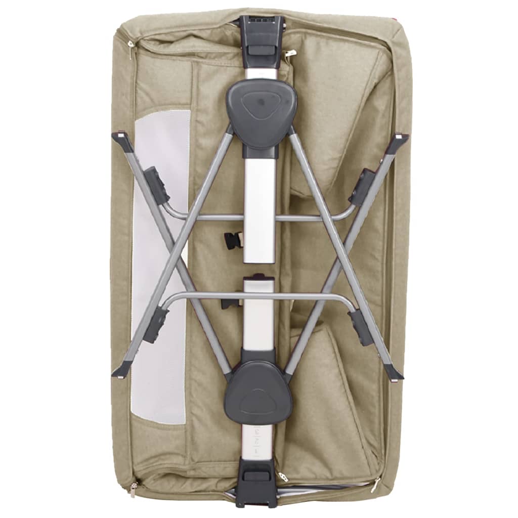 vidaXL Łóżeczko dziecięce z materacem, kolor taupe, lniana tkanina
