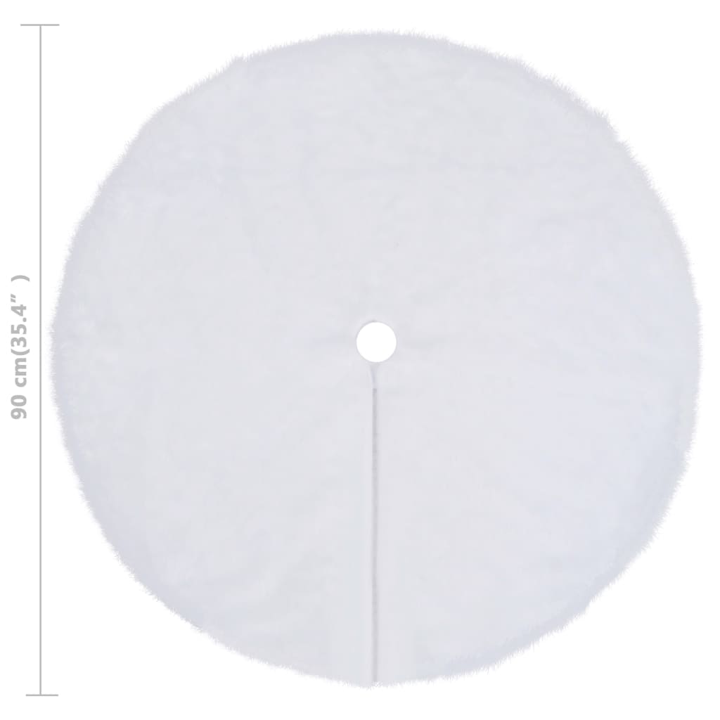 vidaXL Spódnica choinkowa biała 90 cm ze sztucznego futra