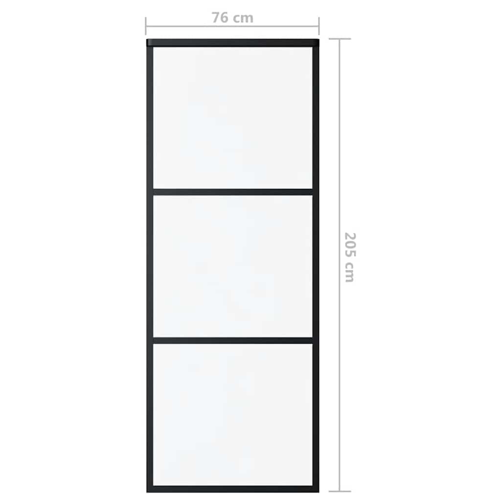 vidaXL Drzwi przesuwne 3-panele, szkło ESG i aluminium, 76x205 cm, czarne