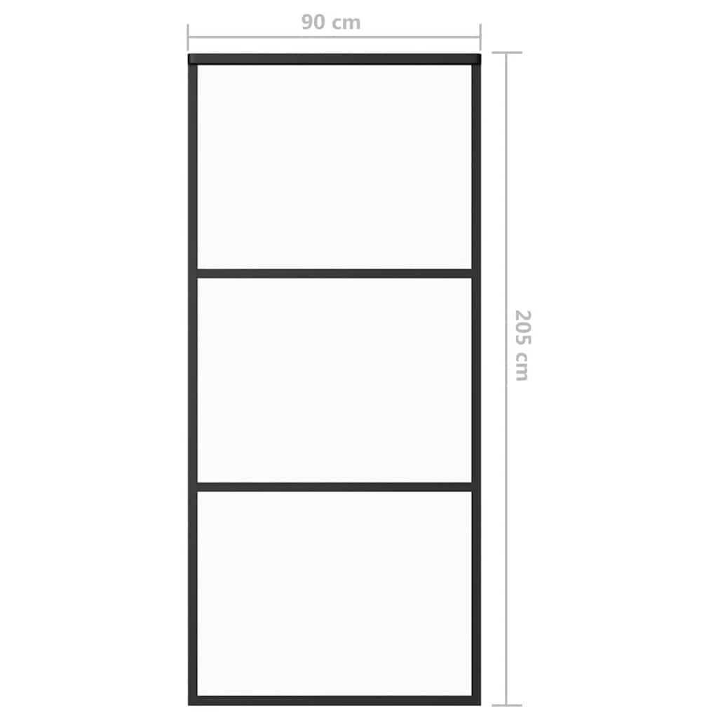 vidaXL Drzwi przesuwne, szkło ESG i aluminium, 90x205 cm, czarne