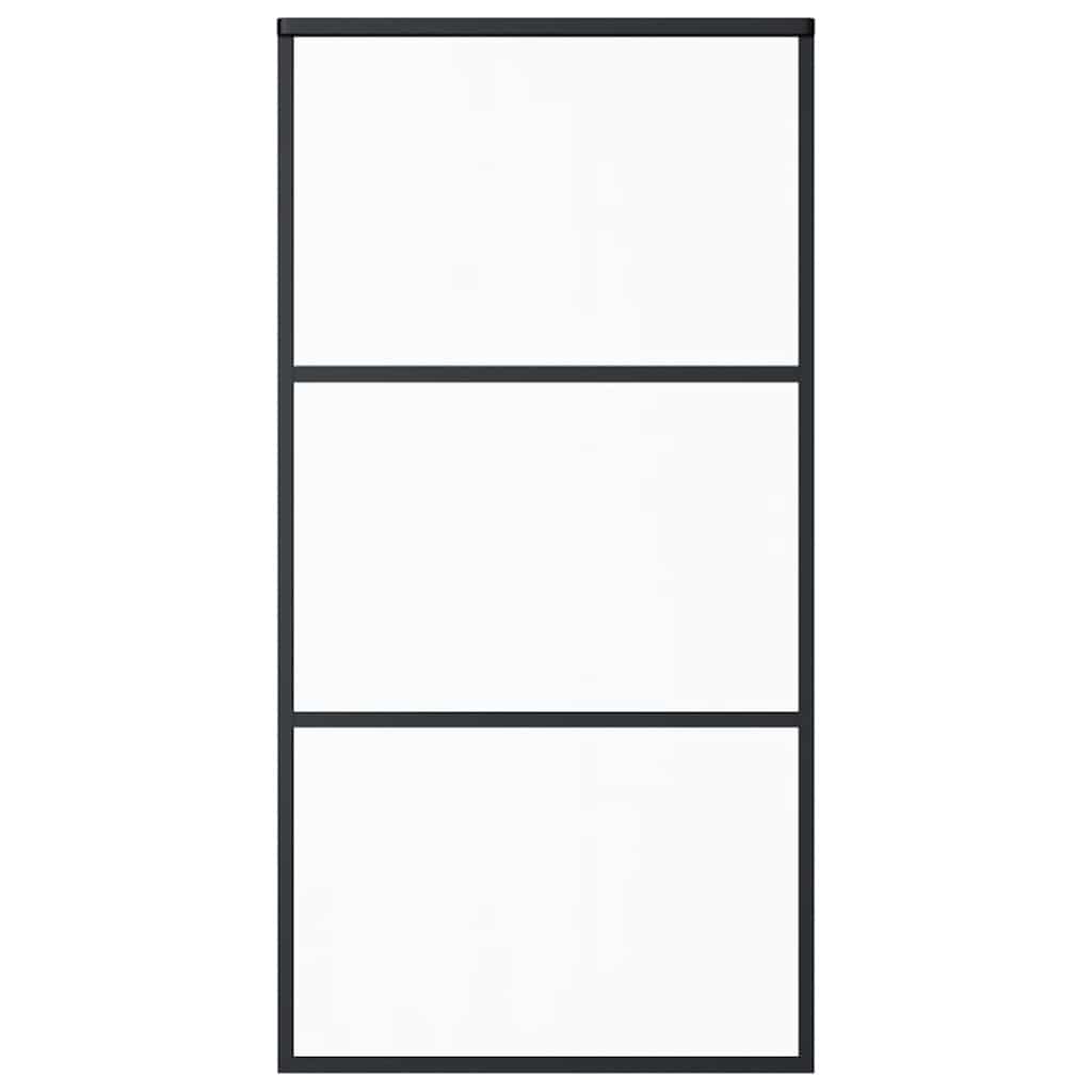 vidaXL Drzwi przesuwne, szkło ESG i aluminium, 102x205 cm, czarne