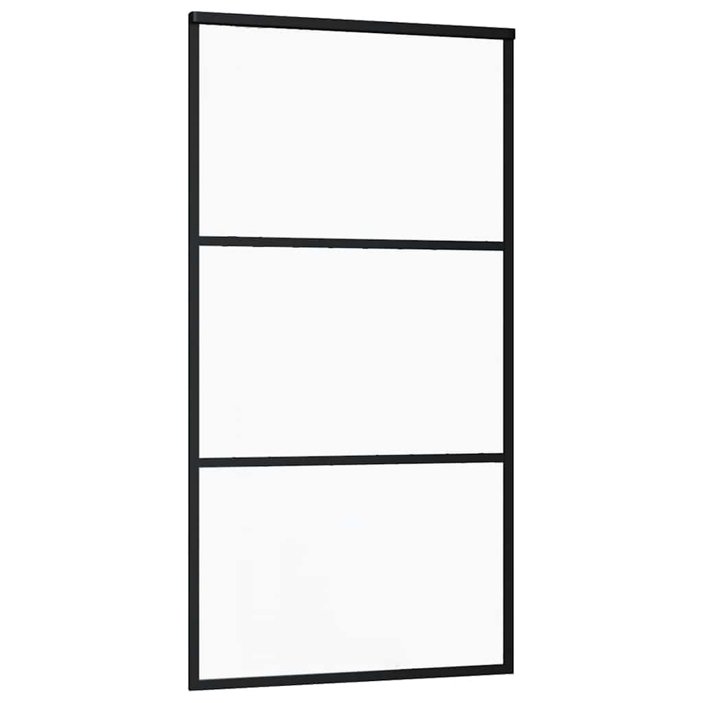 vidaXL Drzwi przesuwne, szkło ESG i aluminium, 102x205 cm, czarne