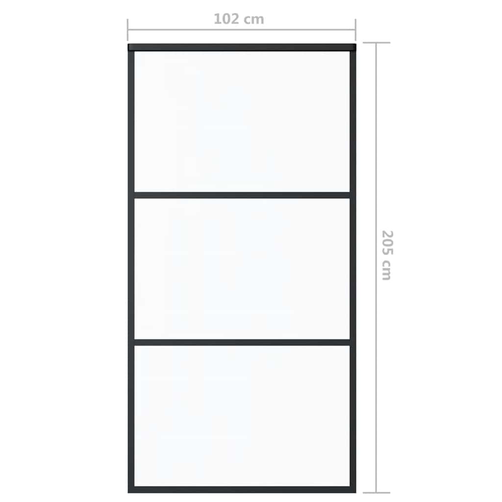 vidaXL Drzwi przesuwne, szkło ESG i aluminium, 102x205 cm, czarne