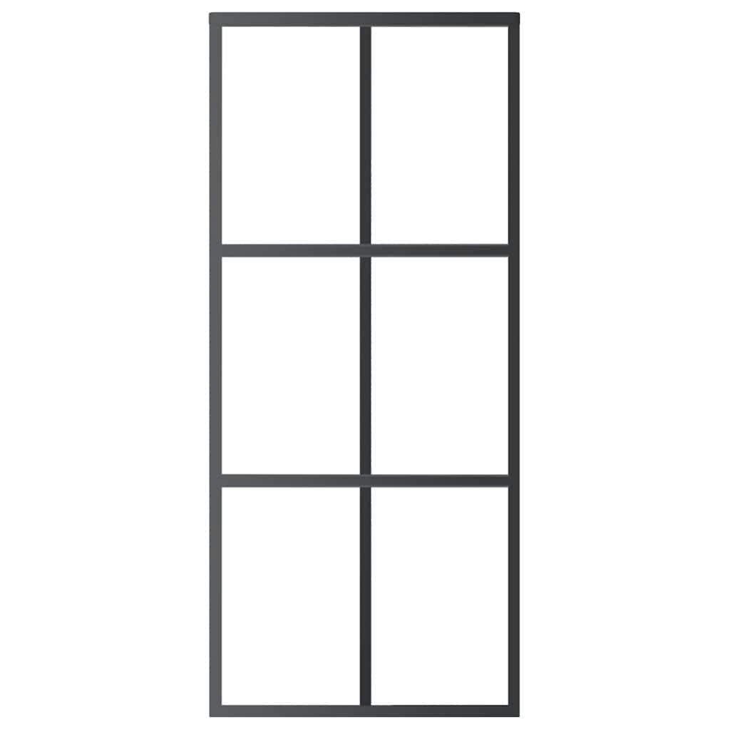 vidaXL Drzwi przesuwne, szkło ESG i aluminium, 90x205 cm, czarne