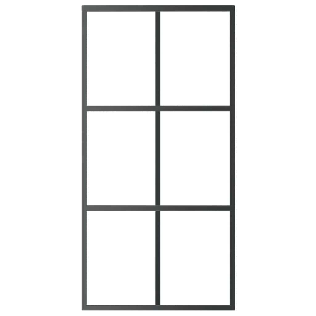 vidaXL Drzwi przesuwne, szkło ESG i aluminium, 102x205 cm, czarne