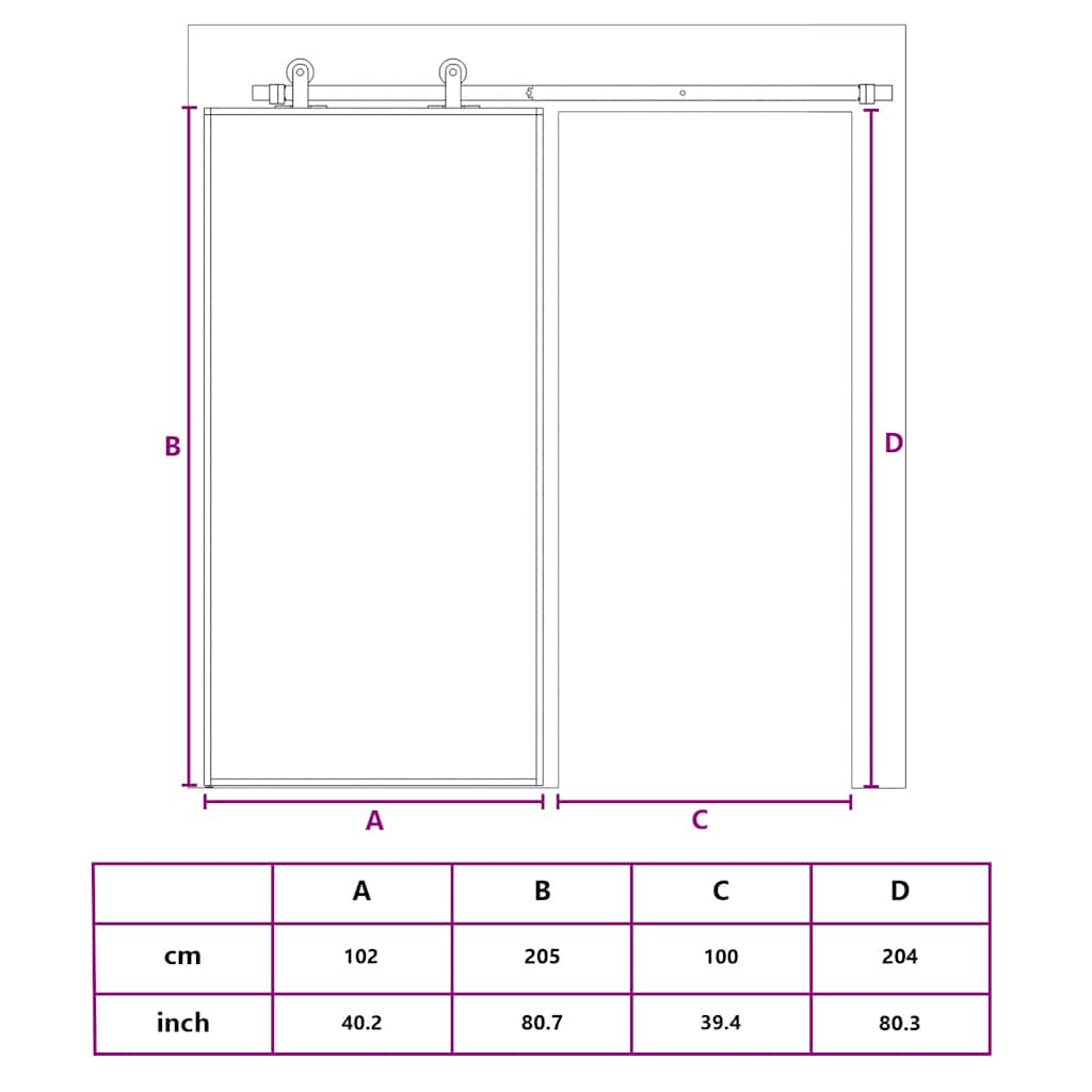 vidaXL Drzwi przesuwne, szkło ESG i aluminium, 102x205 cm, czarne