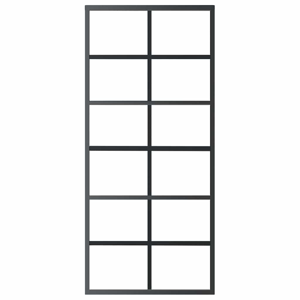 vidaXL Drzwi przesuwne, szkło ESG i aluminium, 90x205 cm, czarne