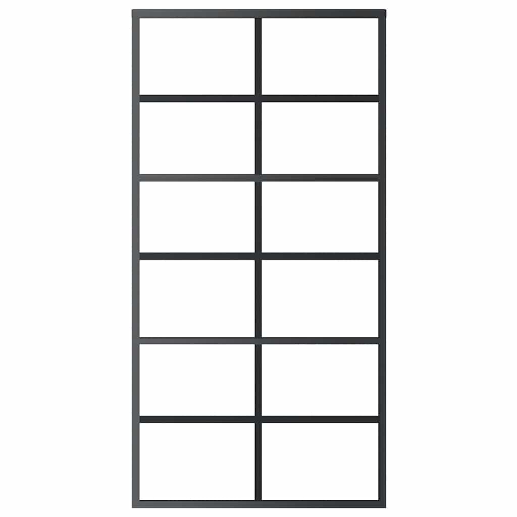 vidaXL Drzwi przesuwne, szkło ESG i aluminium, 102x205 cm, czarne
