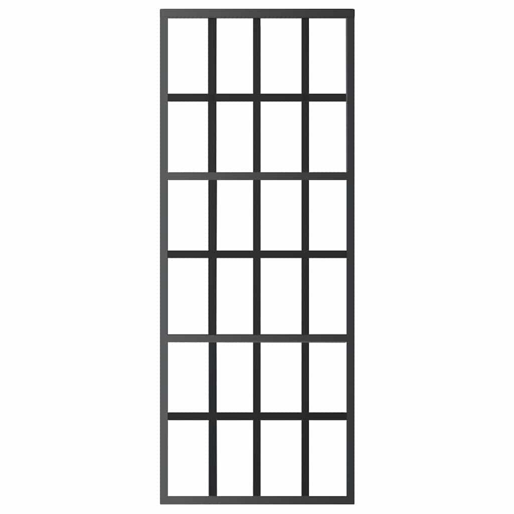 vidaXL Drzwi przesuwne, szkło ESG i aluminium, 76x205 cm, czarne