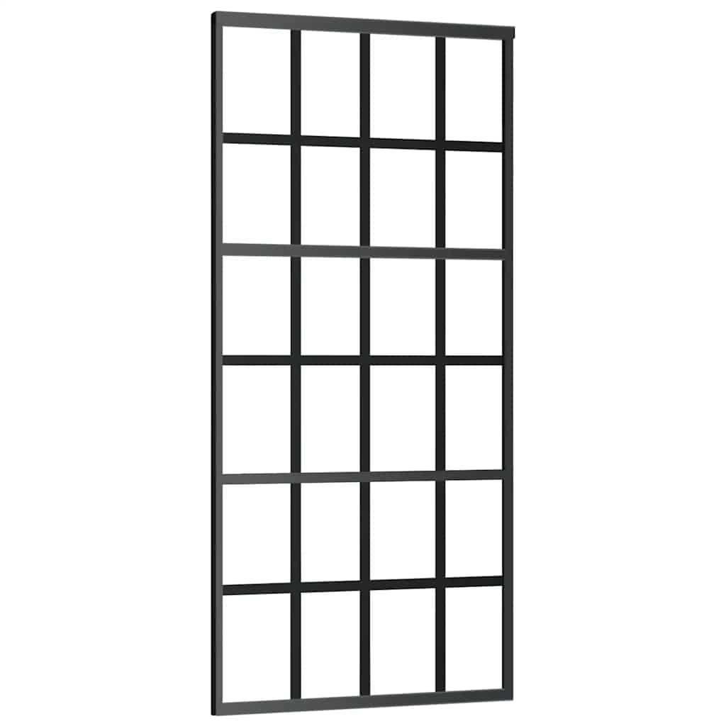 vidaXL Drzwi przesuwne, szkło ESG i aluminium, 90x205 cm, czarne