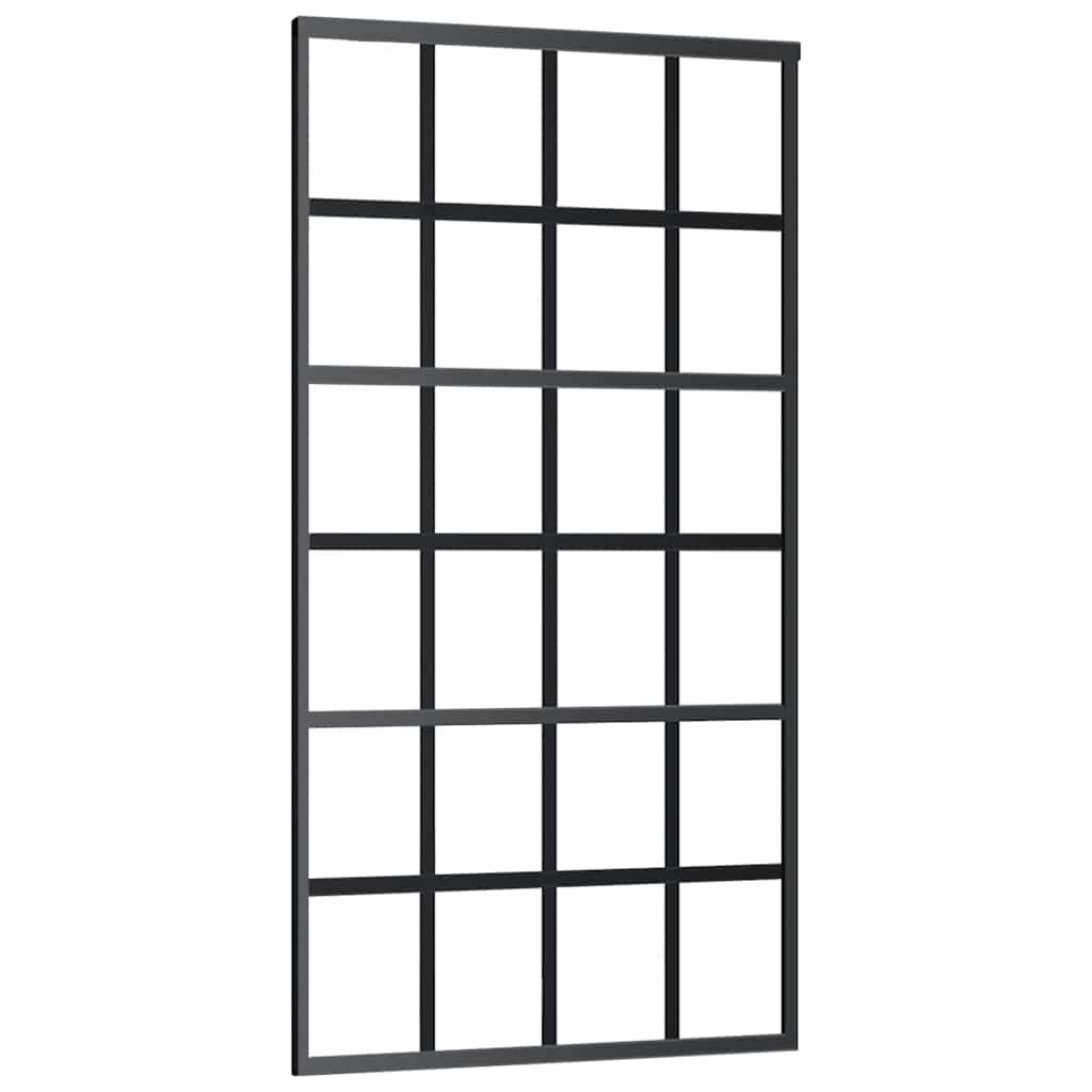 vidaXL Drzwi przesuwne, szkło ESG i aluminium, 102x205 cm, czarne