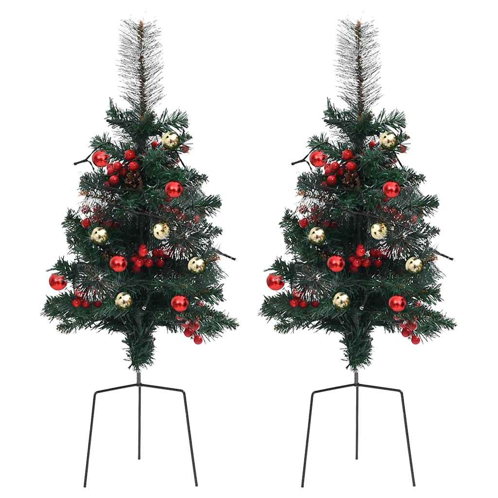 vidaXL Choinki z lampkami do wbicia w ziemię, 2 szt., 76 cm, PVC