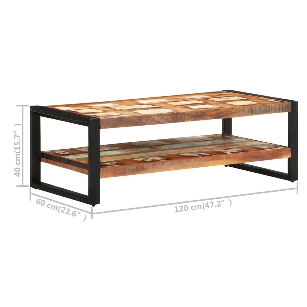 vidaXL Stolik kawowy, 120 x 60 x 40 cm, lite drewno z odzysku