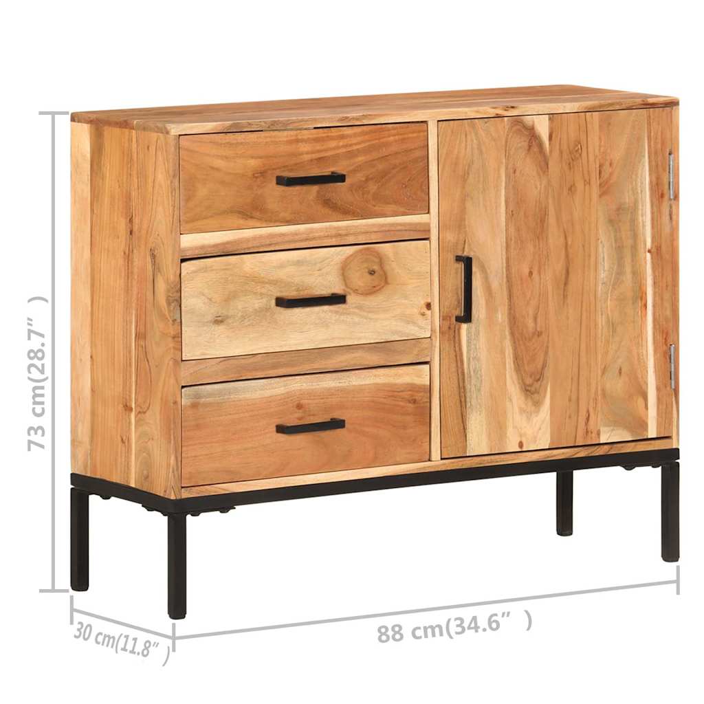 vidaXL Komoda, 88x30x73 cm, lite drewno akacjowe