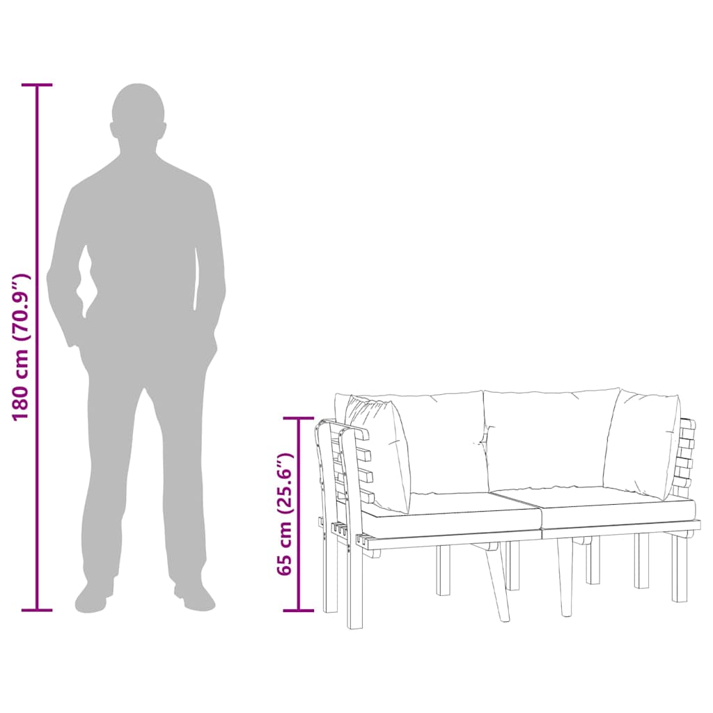 vidaXL 2-osobowa sofa ogrodowa z poduszkami, lite drewno akacjowe