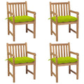 vidaXL Krzesła ogrodowe z jasnozielonymi poduszkami, 4 szt., tekowe