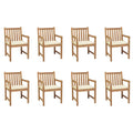 vidaXL Krzesła ogrodowe 8 szt., z kremowymi poduszkami, drewno tekowe
