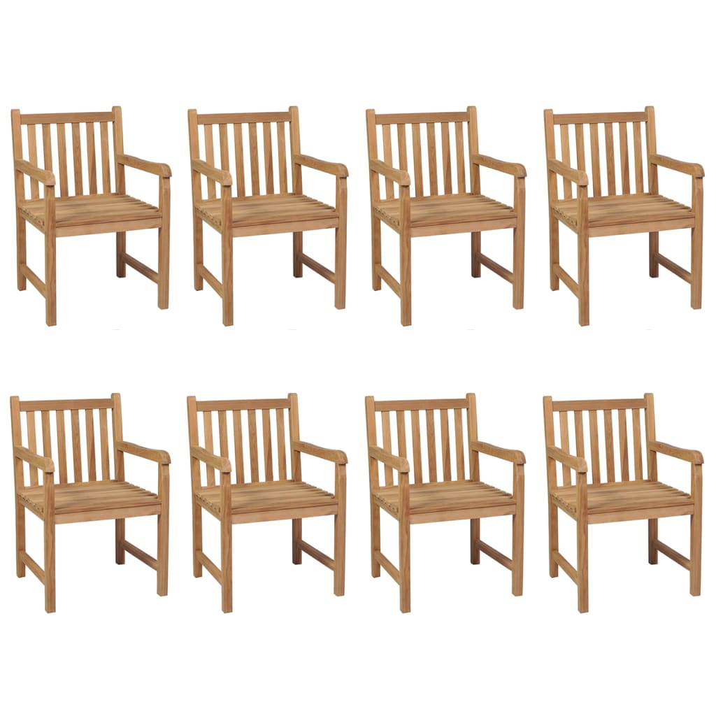 vidaXL Krzesła ogrodowe z kremowymi poduszkami, 8 szt., drewno tekowe