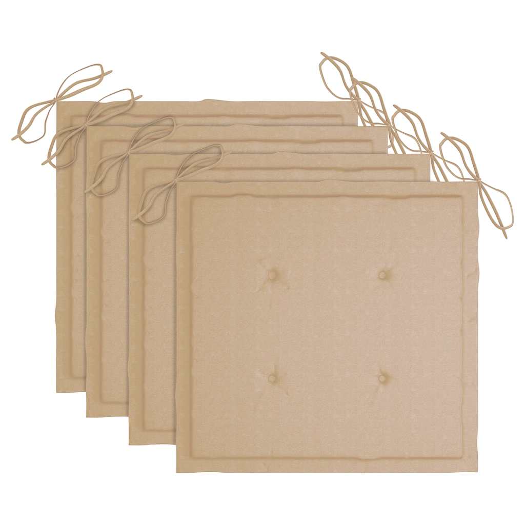vidaXL Krzesła ogrodowe, 4 szt., z poduszkami, lite drewno tekowe