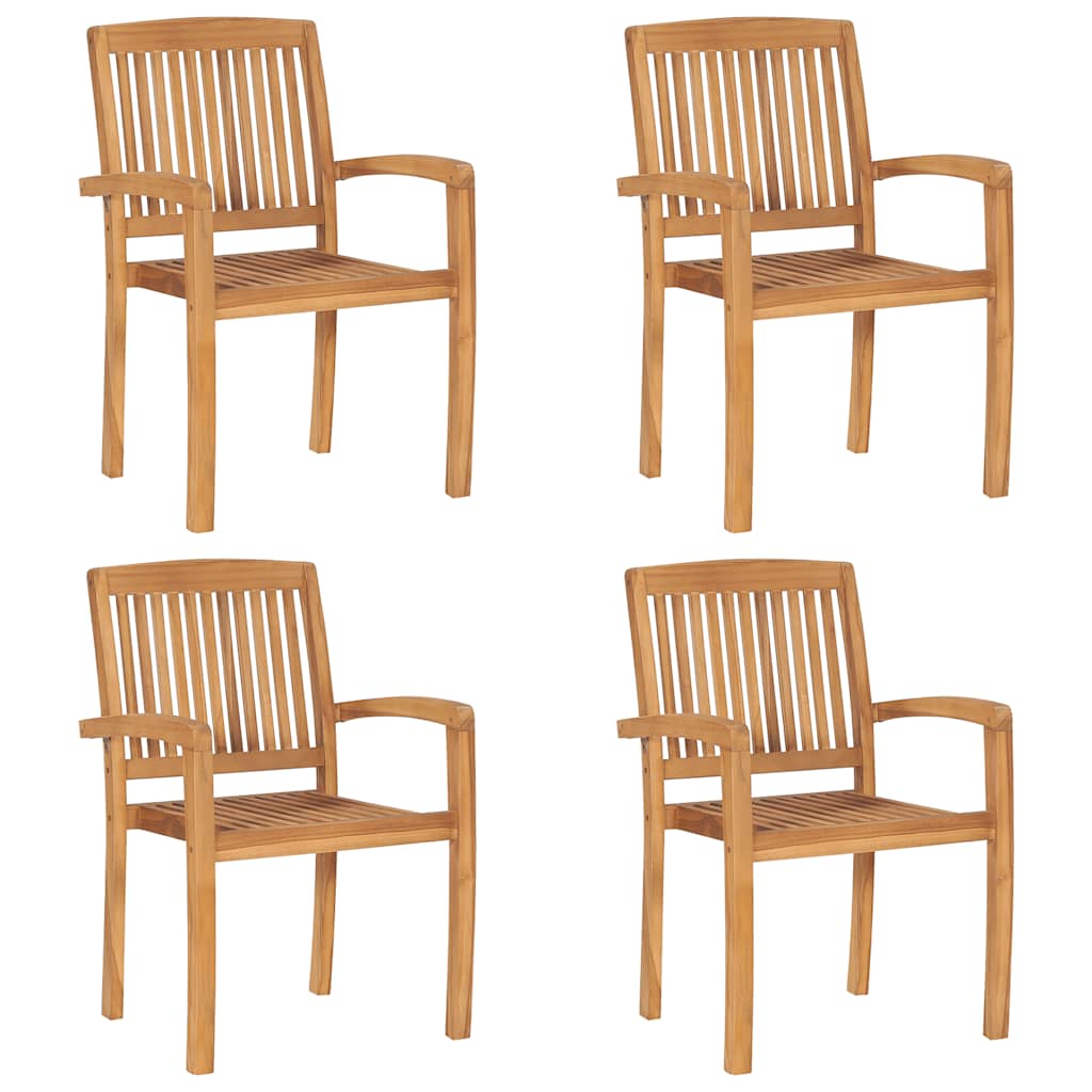 vidaXL Sztaplowane krzesła ogrodowe z poduszkami, 4 szt., tekowe